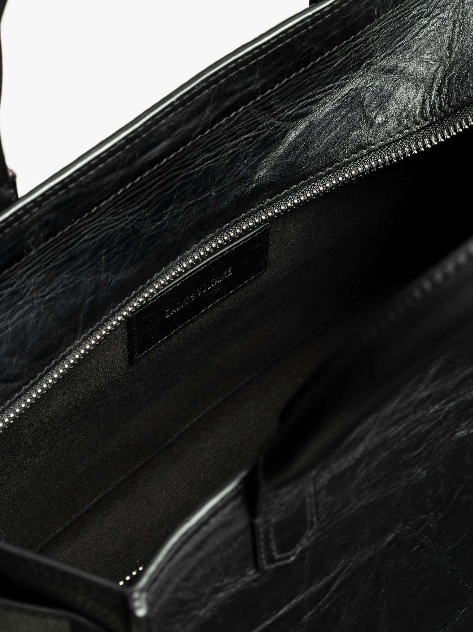 Angel Tote XS Bag - Small bag in crinkled effect leather with double handles, shoulder strap and embossed wings signature.